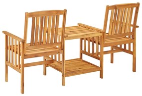 Cadeiras de jardim c/ mesa de centro e almofadões acácia maciça