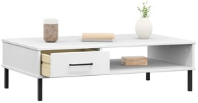 Mesa de centro c/ pernas de metal pinho maciço OSLO branco