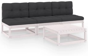 vidaXL 4 pcs conjunto lounge de jardim com almofadões pinho maciço