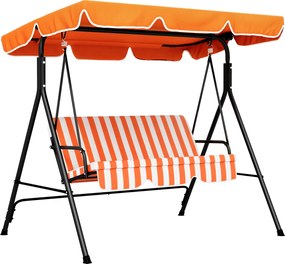 Baloiço de Jardim Exterior de 3 Lugares com Toldo Ajustável e Estrutura de Aço 172x110x153 cm Laranja