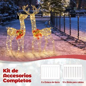 Decoração de Natal com 2 renas iluminados Decoração de Natal pré-iluminada Jardim