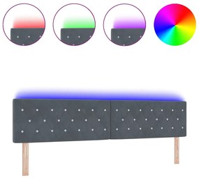 Cabeceira LED com botões de cristal, estofada, cinza escuro, 100 cm, v