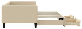 Sofá-cama com gavetão e gavetas 90x200 cm tecido cor creme