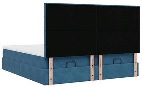 Estrutura cama otomana colchões 180x200 cm veludo azul escuro