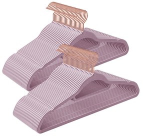 Conjunto de 50 cabides em veludo 43,5 x 22,5 cm Roxo + Dourado
