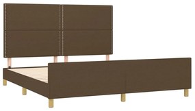 Estrutura de cama sem colchão 160x200 cm tecido castanho-escuro