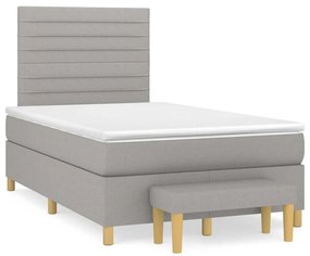 Cama boxspring com colchão 120x190 cm tecido cinzento-claro