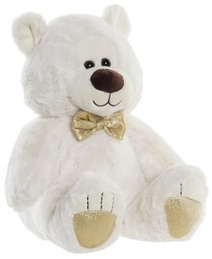 Urso de Peluche Dkd Home Decor Laço Dourado Poliéster Branco Infantil Urso