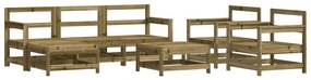 7 pcs conjunto lounge de jardim c/ almofadões pinho impregnado