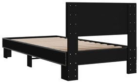 Estrutura de cama 90x190 cm derivados de madeira e metal preto