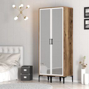 Roupeiro Kumsal RR – Nogueira e Branco – 80x47,5x201,4 cm