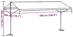 Toldo de pé 500x300 cm tecido e aço azul e branco