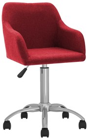 vidaXL Cadeira de escritório giratória tecido vermelho tinto