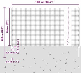 Cerca Euro com 10 Postes U Prateada 1,6x10 m Aço