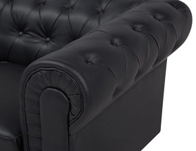 Conjunto de sofás com 4 lugares em pele sintética preta CHESTERFIELD Beliani