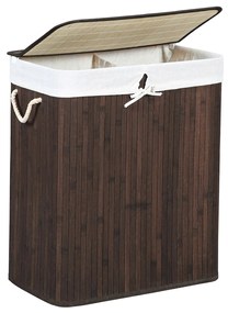 Cesto para roupa suja 100 L bambu 51,5 x 31,5 x 60,5 cm castanho