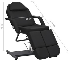Cadeira de esteticista couro artificial 180x62x78 cm preto