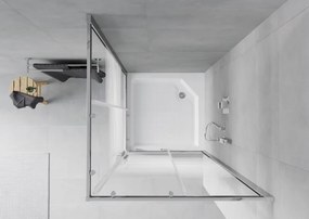 Mexen Rio cabine de duche quadrada 90 x 90 cm, faixas brancas, cromado + base de duche, branco - 860-090-090-01-20-4510