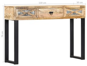 Mesa consola 110x30x76 cm madeira de mangueira maciça
