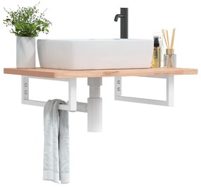 vidaXL Suportes de prateleira p/ lavatório 2 pcs aço retangular branco