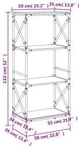 Estante c/ 4 prateleiras derivados de madeira carvalho sonoma