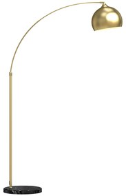 Candeeiro de Pé em Forma de Arco com Altura e Comprimento Ajustáveis com Interruptor de Pé 110-115x30x170-180 cm Dourado e Preto