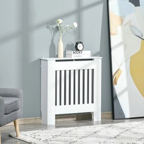 Cobertura Radiador 78x19x81 cm Cobertura para Radiador de MDF com Desenho Moderno e Prateleira Branco