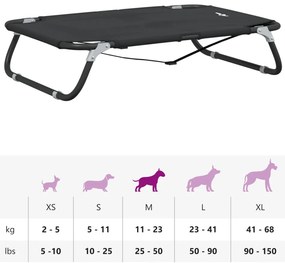 Cama para cães dobrável tecido oxford e aço antracite