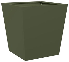 Vaso/floreira de jardim 40x40x40 cm aço verde azeitona