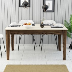 Mesa de Jantar "Milano" com Arrumação – 145x88x75 cm – Nogueira e Crem