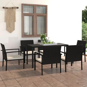 vidaXL 7 pcs conjunto de jantar para jardim vime PE preto