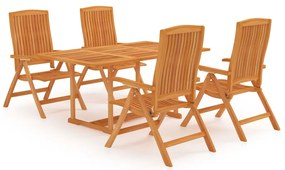 vidaXL 5 pcs conjunto de jantar para jardim madeira de teca maciça