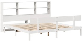 Cama com estante sem colchão 180x200 cm pinho maciço branco