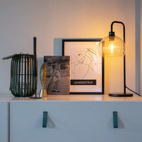 Candeeiro de mesa moderno preto com cúpula fumê - Maly