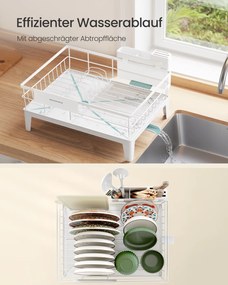 Escorredor louça giratório com tabuleiro e suporte para talheres 31 x 42 x 18,5 cm Branco 