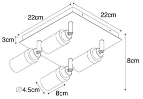 Projetor de banheiro moderno preto 4-luz IP44 - Japie Moderno