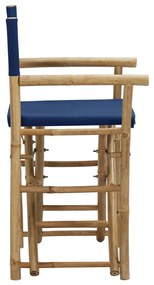Cadeiras de realizador dobráveis 2 pcs bambu e tecido azul