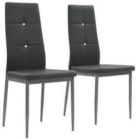 Cadeiras de jantar 2 pcs couro artificial cinzento