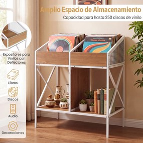 Móvel para Gira-Discos e Discos de Vinil, 70 x 40 x 80,5 cm, Estantes Multinível, Natural