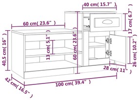 Sapateira Vinta - Com 1 Gaveta, 1 Porta e 2 Prateleiras - Cor Cinzento