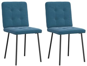 Cadeiras de jantar 2 pcs veludo azul