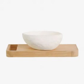 Conjunto De Móvel De Casa De Banho 70x45 Cm Suspenso Em Madeira De Teca Neill Irregular Em Cimento Branco ↔︎40 Cm Fedro & Madeira De Teca Clara -