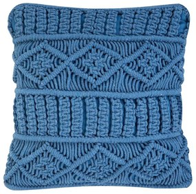 Almofada decorativa em macramé azul 45 x 45 cm KARATAS Beliani