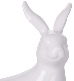 Figura decorativa com forma de coelho em cerâmica branca 21 cm MORIUEX Beliani