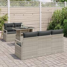 Conjunto de Sofás de Jardim vidaXL de 6 Peças com Cushions Cinzento Cl
