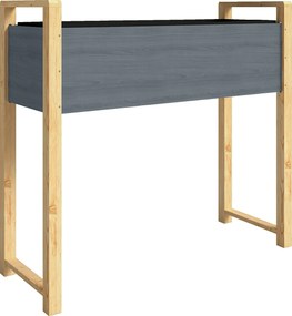 Outsunny Canteiro em Madeira Maciça Canteiro de Plantio Estufa Canteiro de Jardim Caixa de Flores para Trepadeiras Flores 98x37x90 cm Cinza+Madeira natural | Aosom Portugal