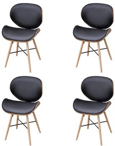 Cadeiras de jantar 4 pcs madeira curvada e couro artificial