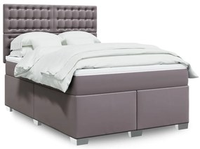 vidaXL Cama com molas/colchão 140x200 cm couro artificial cinzento