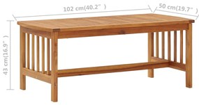 Mesa de centro 102x50x43 cm madeira de acácia maciça
