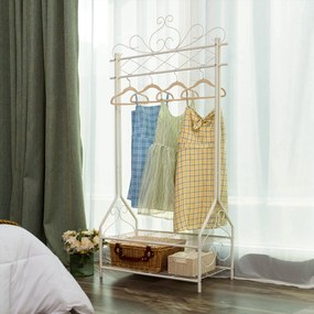 Cabide Guarda Roupa vintage com sapateira 92 x 173 x 41 cm bege
